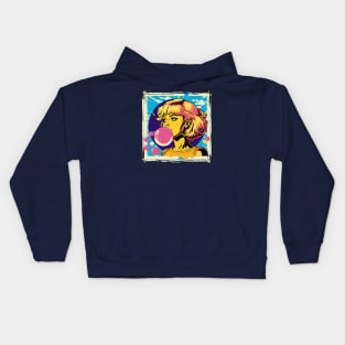 Girl chewing gum Kids Hoodie